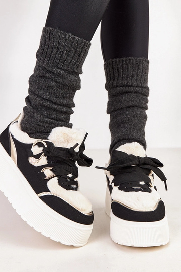 Czarne sneakersy ocieplane na platformie Deena 2