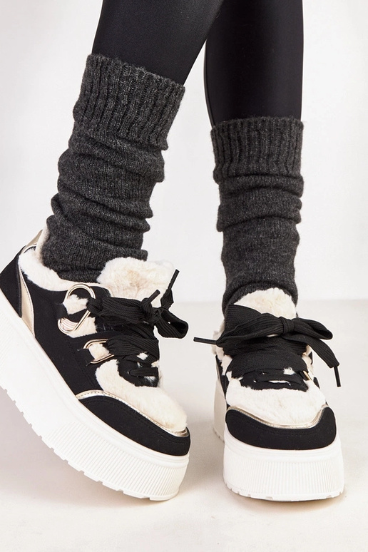 Czarne sneakersy ocieplane na...