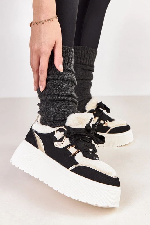Czarne sneakersy ocieplane na...