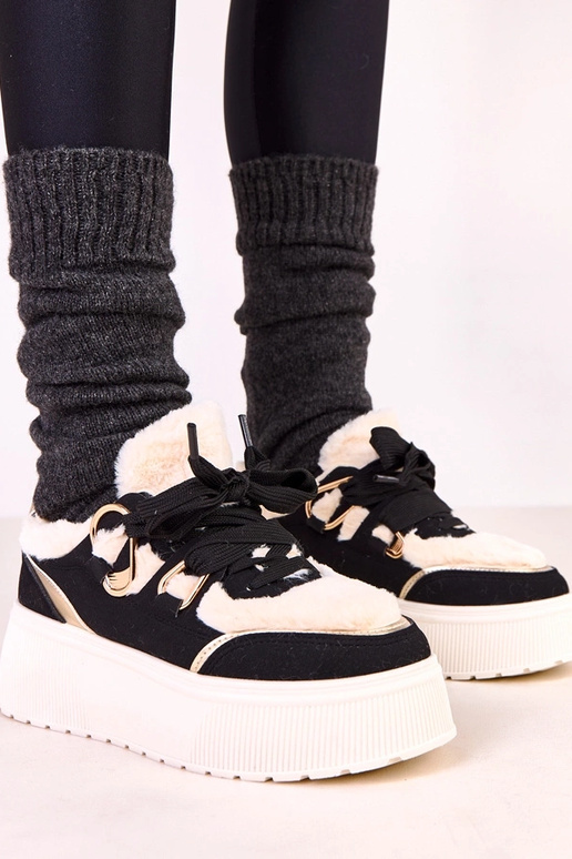 Czarne sneakersy ocieplane na...