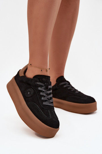 Sneakersy Damskie Na Platformie Big Star SS274761 Czarne 2