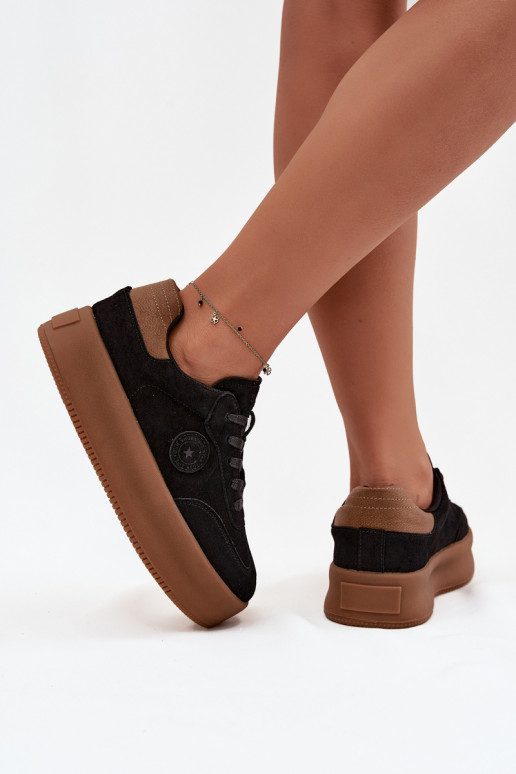 Sneakersy Damskie Na Platformie Big Star SS274761 Czarne