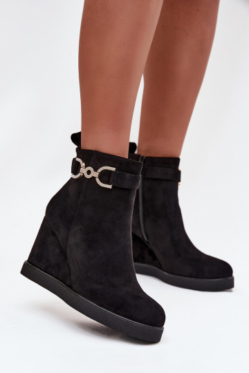 Women's Platform Ankle Boots with Decorative Detail Black Marivana 2