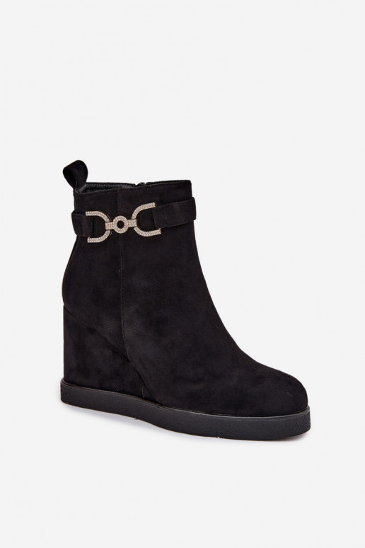 Women's Platform Ankle Boots with Decorative Detail Black Marivana Women's Platform Ankle Boots with Decorative Detail Black Marivana