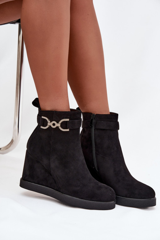 Women's Platform Ankle Boots with Decorative Detail Black Marivana Women's Platform Ankle Boots with Decorative Detail Black Marivana