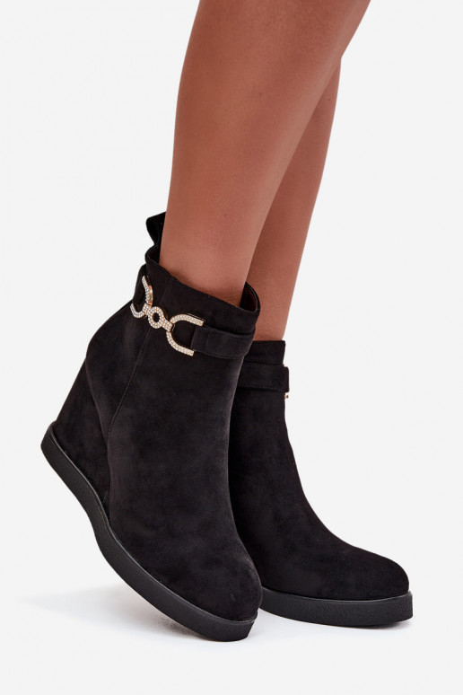 Women's Platform Ankle Boots with Decorative Detail Black Marivana Women's Platform Ankle Boots with Decorative Detail Black Marivana