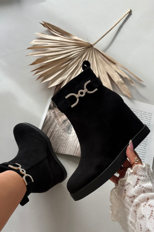 Women's Platform Ankle Boots with Decorative Detail Black Marivana Women's Platform Ankle Boots with Decorative Detail Black Marivana