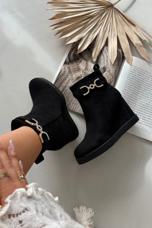 Women's Platform Ankle Boots with Decorative Detail Black Marivana Women's Platform Ankle Boots with Decorative Detail Black Marivana