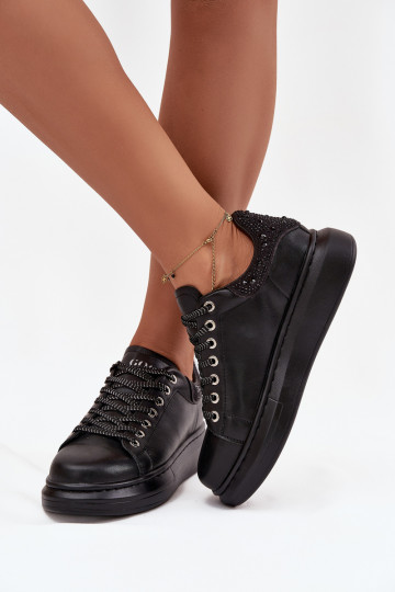 Sneakersy DamskiewithNaturalnej Skóry GOE OO2N4004 Czarne