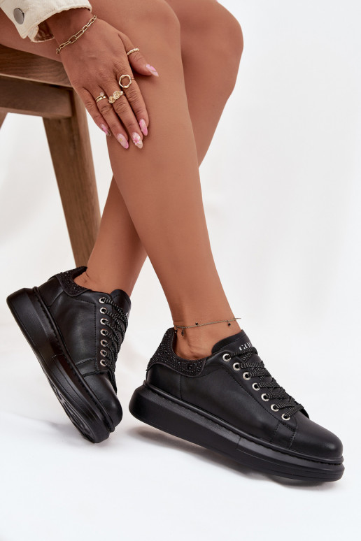 Women's Sneakers Made of Genuine Leather GOE OO2N4004 Black