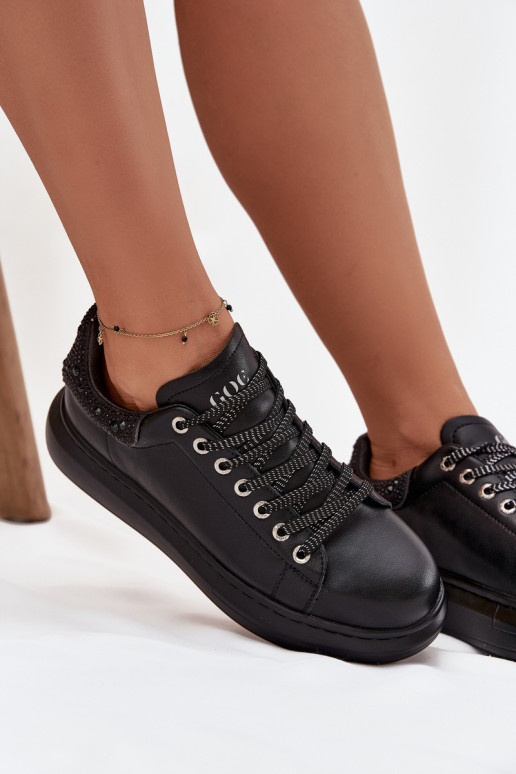 Women's Sneakers Made of Genuine Leather GOE OO2N4004 Black