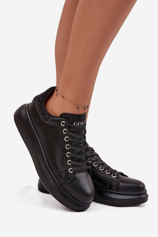Sneakersy DamskiewithNaturalnej Skóry GOE OO2N4004 Czarne