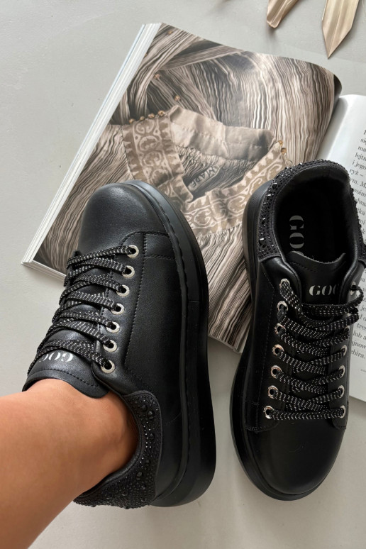 Sneakersy DamskiewithNaturalnej Skóry GOE OO2N4004 Czarne