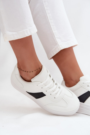 Sneakersy Damskie Na Platformie Białe Elvessia 2