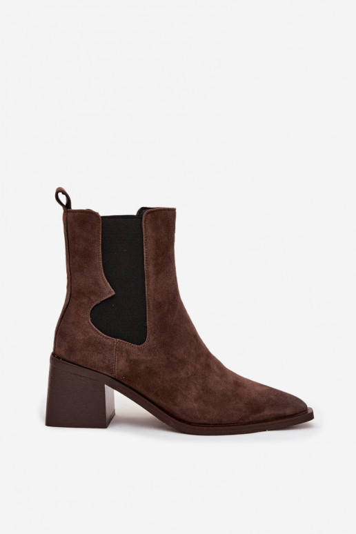 Leather Suede Women's Ankle Boots Heeled Lined Artiker 57C0047 Brown Leather Suede Women's Ankle Boots Heeled Lined Artiker 57C0047 Brown