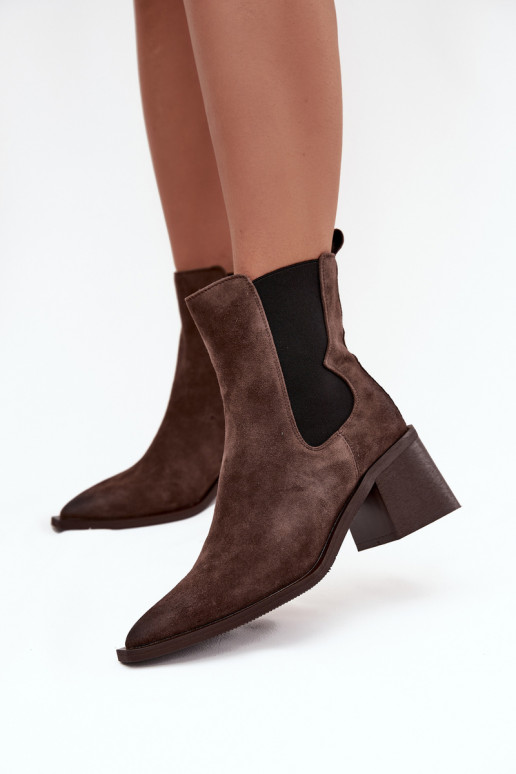 Leather Suede Women's Ankle Boots Heeled Lined Artiker 57C0047 Brown Leather Suede Women's Ankle Boots Heeled Lined Artiker 57C0047 Brown