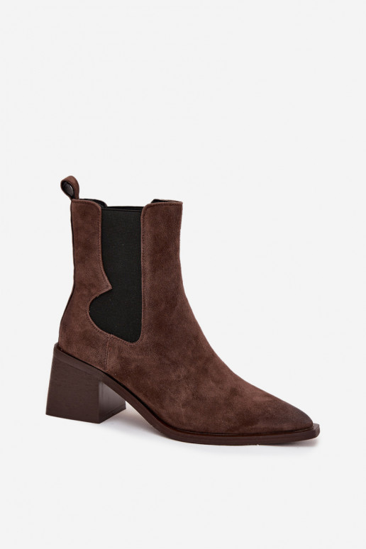 Leather Suede Women's Ankle Boots Heeled Lined Artiker 57C0047 Brown Leather Suede Women's Ankle Boots Heeled Lined Artiker 57C0047 Brown