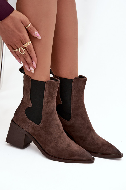 Leather Suede Women's Ankle Boots Heeled Lined Artiker 57C0047 Brown Leather Suede Women's Ankle Boots Heeled Lined Artiker 57C0047 Brown