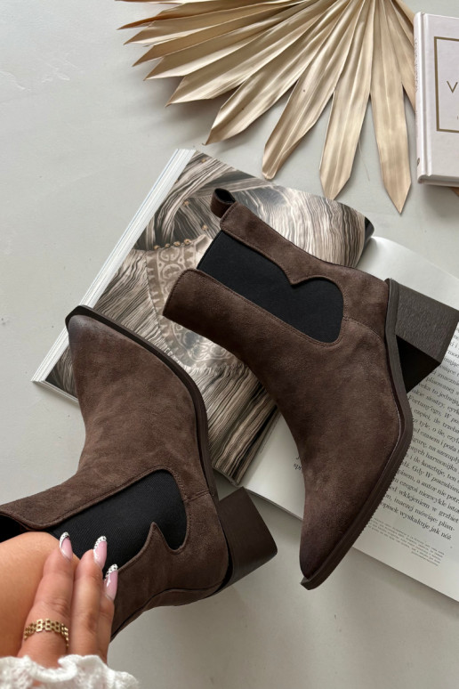 Leather Suede Women's Ankle Boots Heeled Lined Artiker 57C0047 Brown Leather Suede Women's Ankle Boots Heeled Lined Artiker 57C0047 Brown