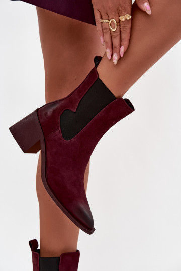 Leather Suede Women's Ankle Boots Heeled Heated Artiker 57C0048 Bordeaux 2