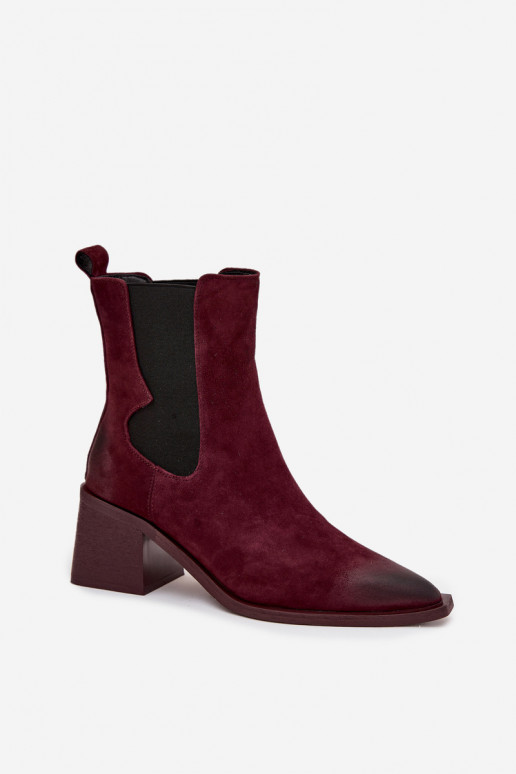 Leather Suede Women's Ankle Boots Heeled Heated Artiker 57C0048 Bordeaux Leather Suede Women's Ankle Boots Heeled Heated Artiker 57C0048 Bordeaux