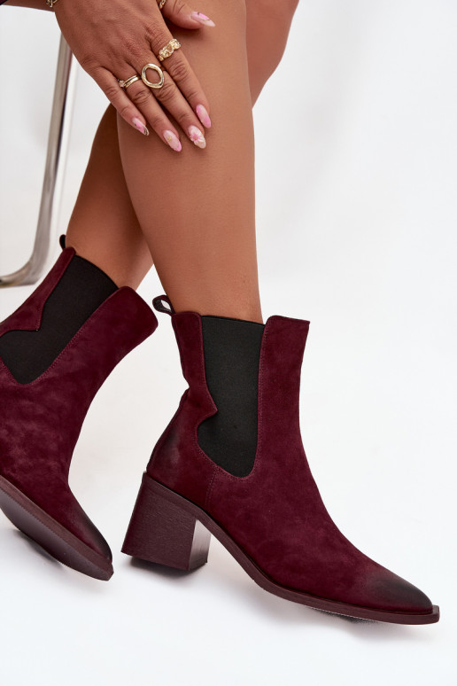 Leather Suede Women's Ankle Boots Heeled Heated Artiker 57C0048 Bordeaux Leather Suede Women's Ankle Boots Heeled Heated Artiker 57C0048 Bordeaux