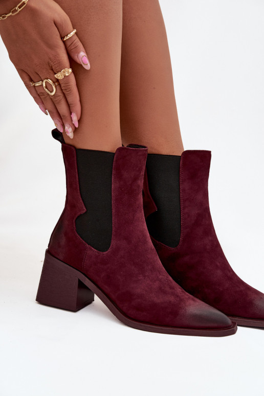 Leather Suede Women's Ankle Boots Heeled Heated Artiker 57C0048 Bordeaux Leather Suede Women's Ankle Boots Heeled Heated Artiker 57C0048 Bordeaux