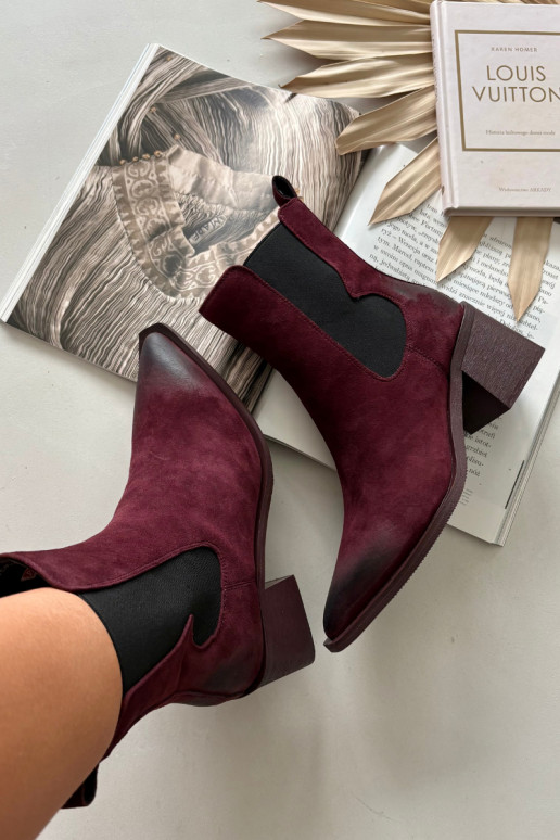 Leather Suede Women's Ankle Boots Heeled Heated Artiker 57C0048 Bordeaux Leather Suede Women's Ankle Boots Heeled Heated Artiker 57C0048 Bordeaux