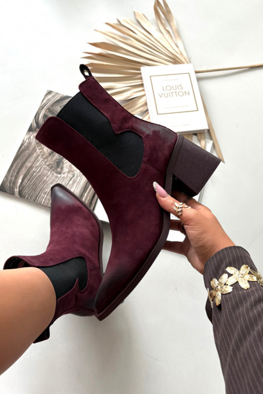 Leather Suede Women's Ankle Boots Heeled Heated Artiker 57C0048 Bordeaux Leather Suede Women's Ankle Boots Heeled Heated Artiker 57C0048 Bordeaux