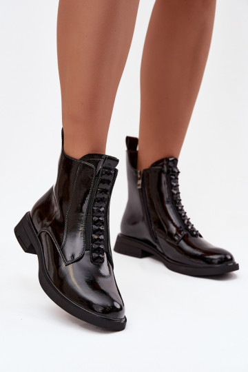 Patent leather women's ankle boots made of genuine leather D&A MR52-108 Black 2