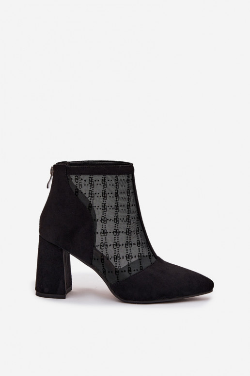 Women's High Heel Ankle Boots with Mesh D A LZ52 944 Black