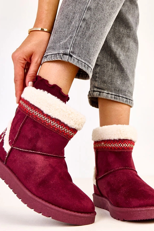 Bordowe niskie śniegowce zdobione... Bordowe niskie śniegowce zdobione...