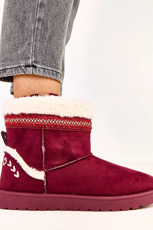 Bordowe niskie śniegowce zdobione... Bordowe niskie śniegowce zdobione...