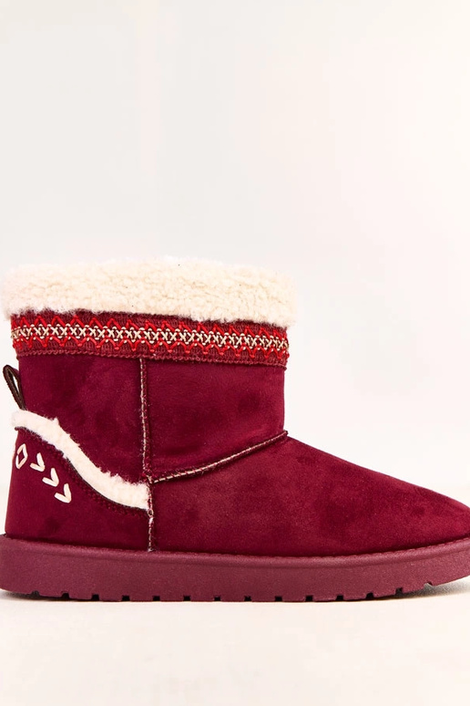 Bordowe niskie śniegowce zdobione... Bordowe niskie śniegowce zdobione...