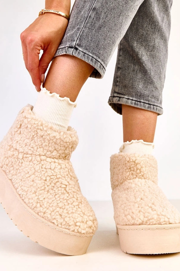 Beżowe śniegowce z cholewką... 2