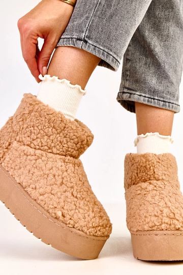 Jasnobrązowe śniegowce z... 2