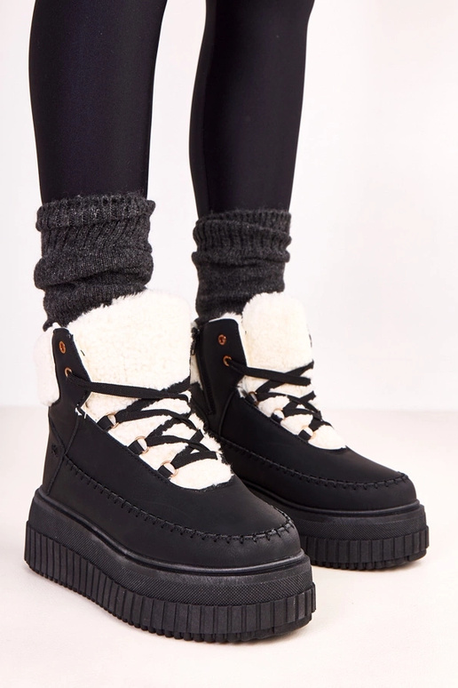 Czarne botki sportowe ocieplane na...
