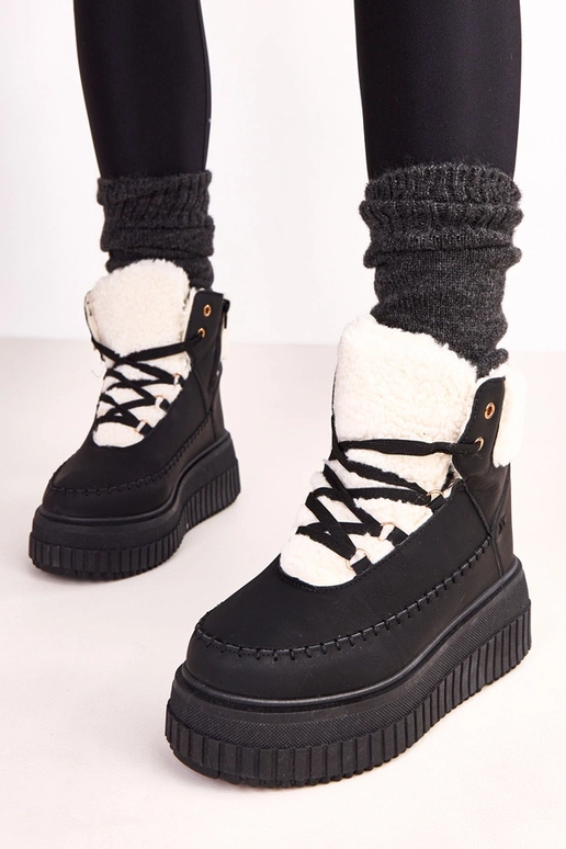 Czarne botki sportowe ocieplane na...