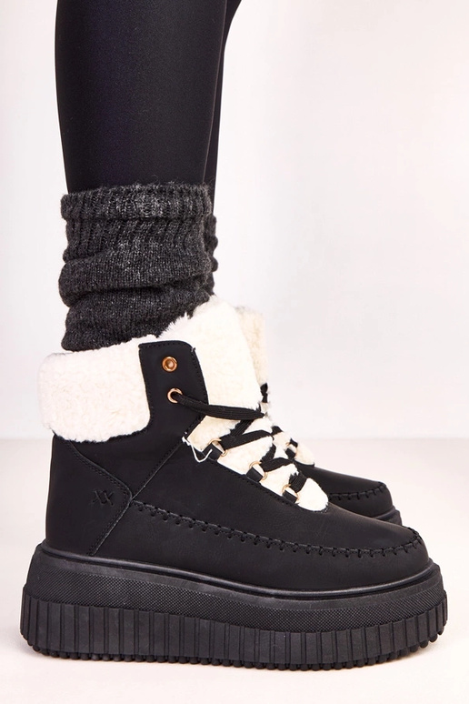 Czarne botki sportowe ocieplane na...
