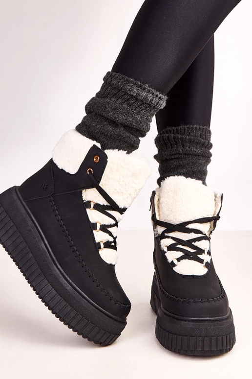 Czarne botki sportowe ocieplane na...