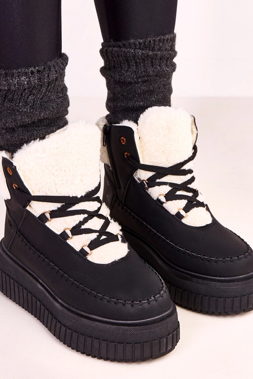 Czarne botki sportowe ocieplane na...