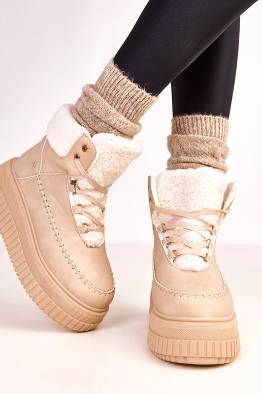 Brązowe botki sportowe ocieplane na...