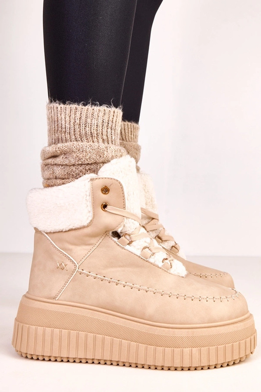 Brązowe botki sportowe ocieplane na...