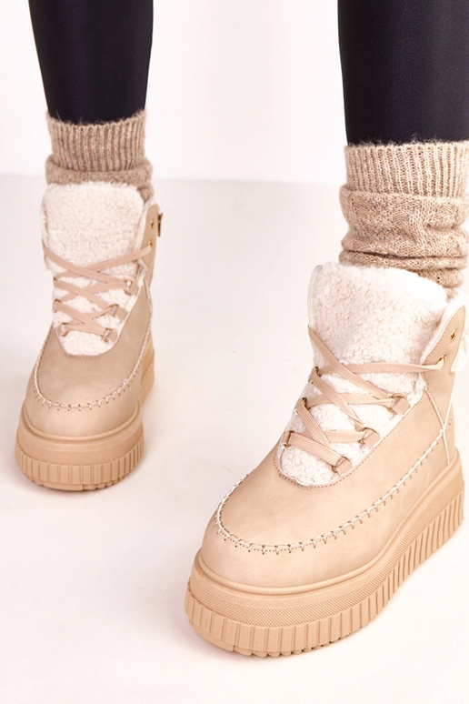 Brązowe botki sportowe ocieplane na...