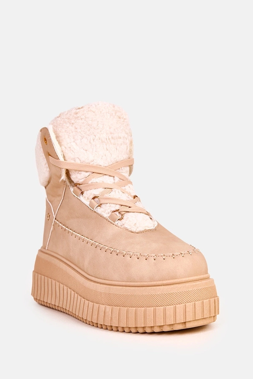 Brązowe botki sportowe ocieplane na...