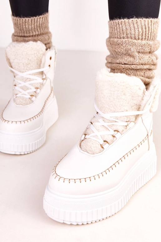 Białe botki sportowe ocieplane na...