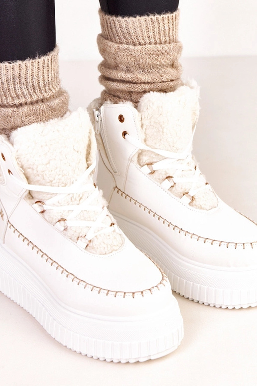 Białe botki sportowe ocieplane na...
