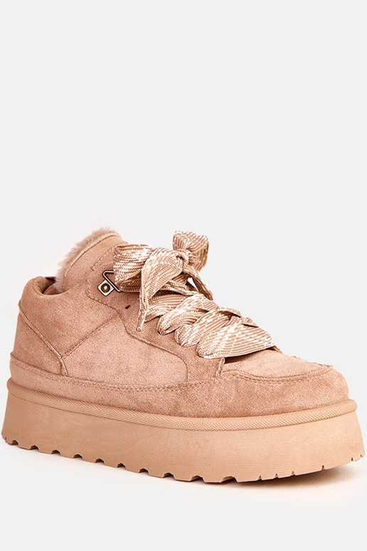 Brązowe sneakersy ocieplane z grubymi... Brązowe sneakersy ocieplane z grubymi...