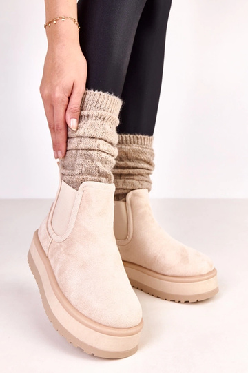 Beżowe niskie śniegowce z... 2