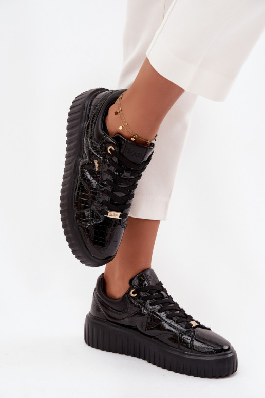 Lakierowane Sneakersy Damskie Na Platformie Lee Cooper LCJ-25-09-3870 Czarne